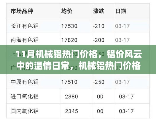 机械铝热门价格揭秘，铝价风云下的温情日常与奇妙之旅