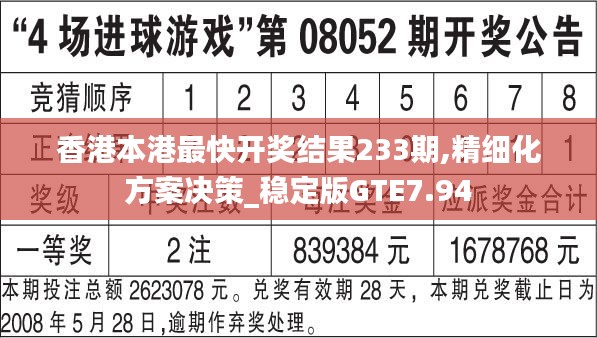 香港本港最快开奖结果233期,精细化方案决策_稳定版GTE7.94