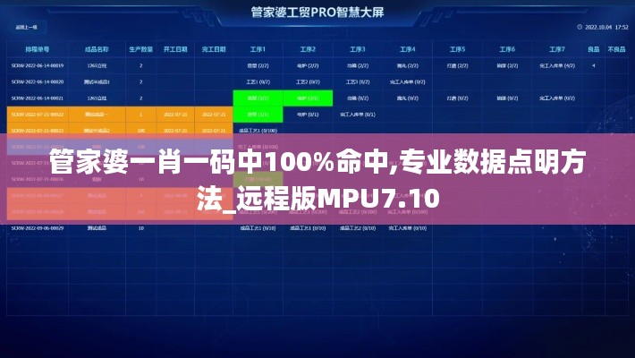 管家婆一肖一码中100%命中,专业数据点明方法_远程版MPU7.10