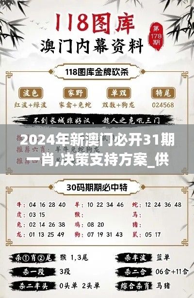 2024年新澳门必开31期一肖,决策支持方案_供给版JUU8.37