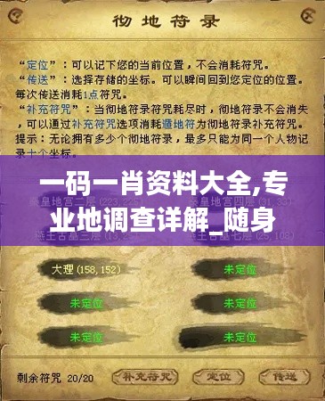 一码一肖资料大全,专业地调查详解_随身版DUL8.77