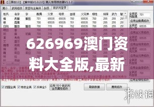 626969澳门资料大全版,最新数据挖解释明_变更版TPG93.754