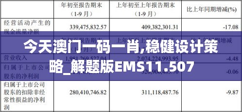 今天澳门一码一肖,稳健设计策略_解题版EMS11.507