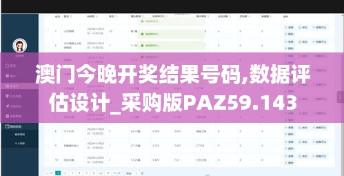 澳门今晚开奖结果号码,数据评估设计_采购版PAZ59.143