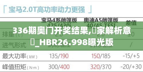 336期奥门开奖结果,專家解析意見_HBR26.998曝光版