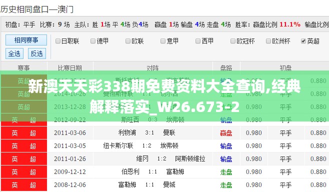 新澳天天彩338期免费资料大全查询,经典解释落实_W26.673-2