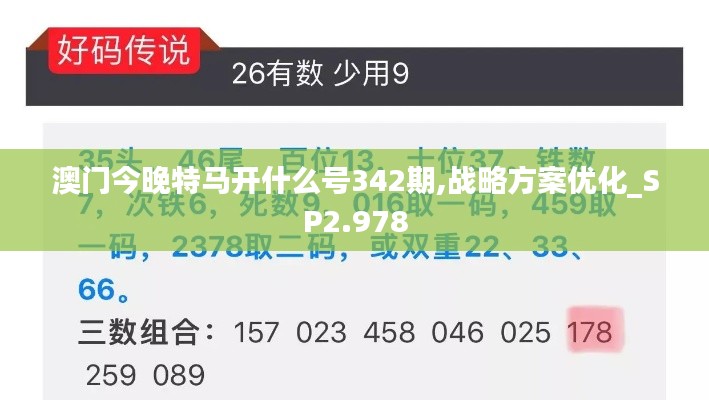 澳门今晚特马开什么号342期,战略方案优化_SP2.978