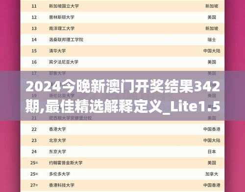 2024今晚新澳门开奖结果342期,最佳精选解释定义_Lite1.517