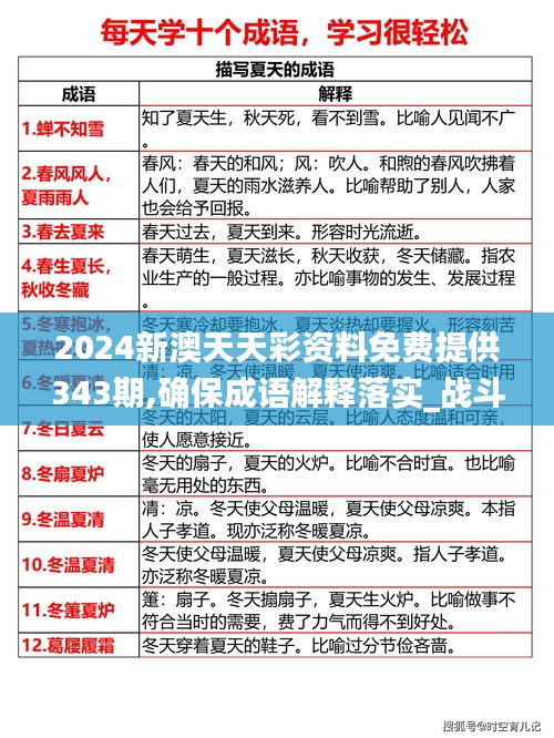 2024新澳天天彩资料免费提供343期,确保成语解释落实_战斗版1.456