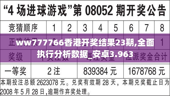 ww777766香港开奖结果23期,全面执行分析数据_安卓3.963