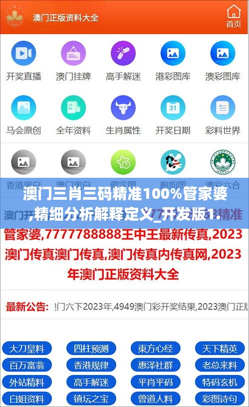 澳门三肖三码精准100%管家婆,精细分析解释定义_开发版1.483