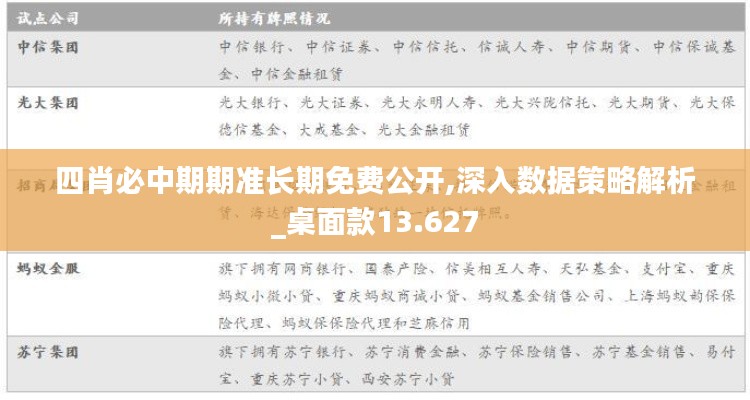 四肖必中期期准长期免费公开,深入数据策略解析_桌面款13.627