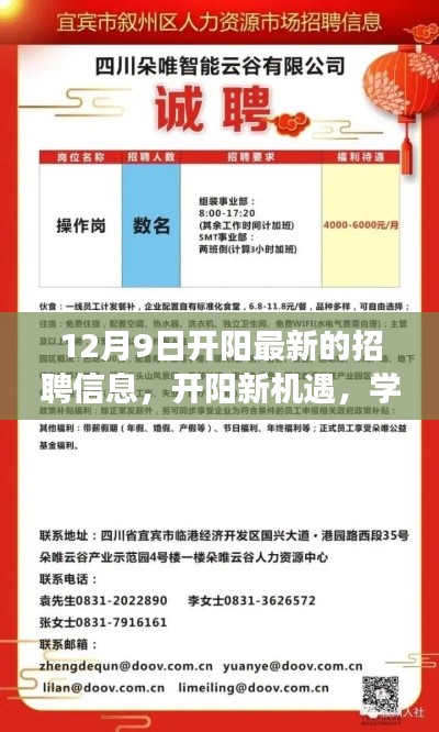 12月9日开阳最新招聘信息，新机遇等你来，学习成就未来！