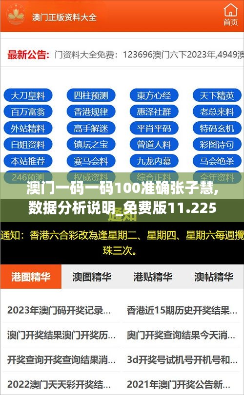 澳门一码一码100准确张子慧,数据分析说明_免费版11.225