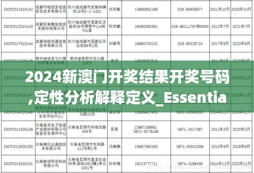 2024新澳门开奖结果开奖号码,定性分析解释定义_Essential2.980