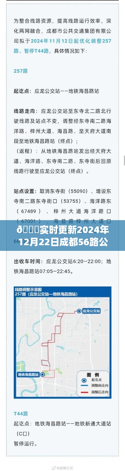 2024年12月22日成都56路公交车实时发车时间表，全程追踪，无忧出行