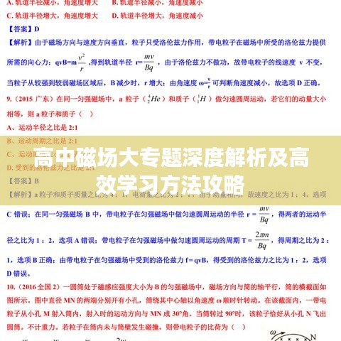 高中磁场大专题深度解析及高效学习方法攻略