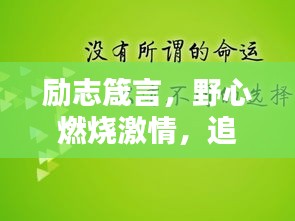 励志箴言，野心燃烧激情，追求无尽辉煌人生路