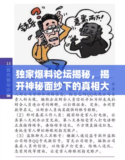 独家爆料论坛揭秘，揭开神秘面纱下的真相大揭秘！