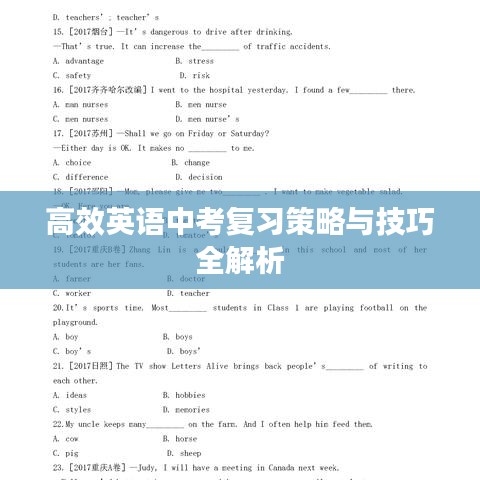 高效英语中考复习策略与技巧全解析