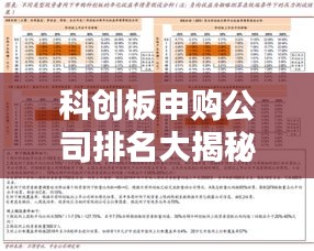 科创板申购公司排名大揭秘，洞悉科创板投资潜力与机遇！