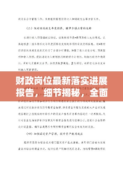 财政岗位最新落实进展报告，细节揭秘，全面了解岗位现状
